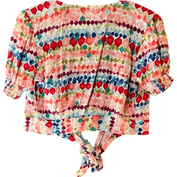 Colorful Cropped Wrap Blouse - Picture 2 of 4